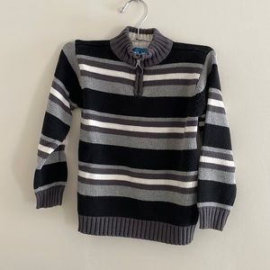 The Children’s Place Toddler Boys Sweater -gray, black, cream striped -small 5/6